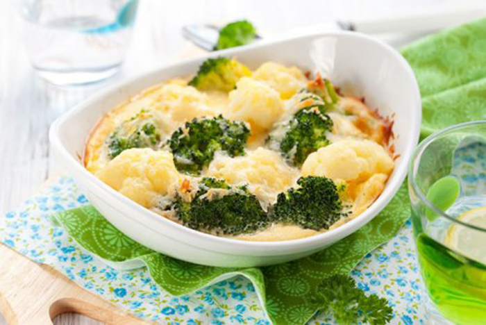 Brócoli y Coliflor Gratinados con Queso Receta